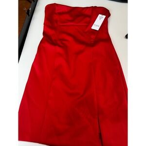 Guess Women Anya  Cherry Red Strapless Sheath Formal Dress Side Slit Sz 8 NWT